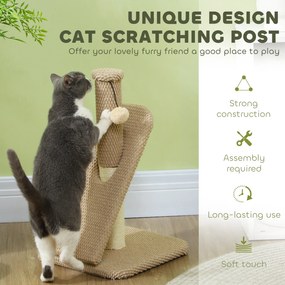 PawHut Drapak z deską do drapania, piłką do zabawy, strukturą z nopami/sizalem, 54 cm, Jasnobrązowy