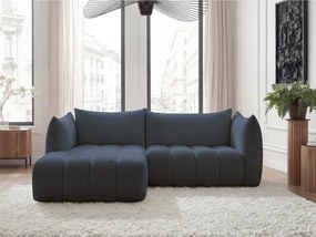 Ciemnoniebieski narożnik z materiału bouclé (lewostronny/z szezlongiem) Azra – Bobochic Paris