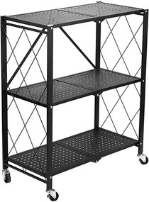 Czarny regał składany na kółkach H2-A37