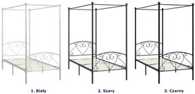 Białe metalowe łóżko z baldachimem 100x200 cm - Nila