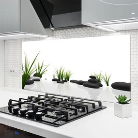 Panel Szklany do Kuchni Kamienie W Soczystej Trawie