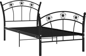 Czarne metalowe łóżko z motywem piłki 90x200 cm P5-C71