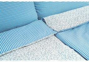 Stanex Pościel bawełniana Kwiatek-pasek niebieski, 140 x 200 cm, 70 x 90 cm