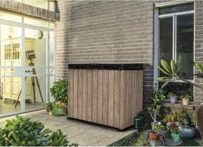 Brązowa plastikowa skrzynia ogrodowa Deco – Keter