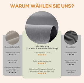 HOMCOM Fotel masujący z funkcją odchylania oparcia, ekoskóra, elektrycznie regulowany, podnóżek, kieszeń boczna, rama stalowa, szary