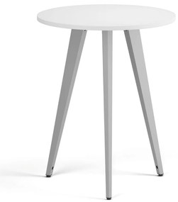 Stolik kawowy PRIMO VIBE, średnica 60 cm, szaro-srebrna podstawa, biały