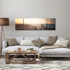 Obraz zachodu słońca nad miastem (170x50 cm)