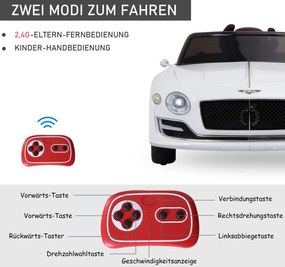 Homcom® samochód dla dzieci auto elektryczne bentley z pilotem biały