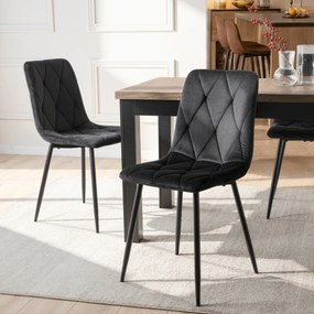 Krzesło Tapicerowane do Salonu ROBIN Czarne Welurowe Nowoczesne Loft