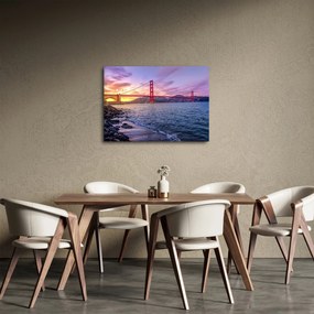 Obraz mostu z zachodem słońca (70x50 cm)