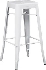 Zestaw 4 Wysokich, Stalowych, Sztaplowanych Stołków Lix Biała & ↑75 Cm - Sklum