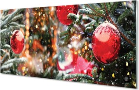 Panel szklany do Kuchni Zimowy Pejzaż z Bombkami