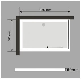 Brodzik prysznicowy prostokątny100 x 90 x 5 cm - Z zestawem odpływowym
