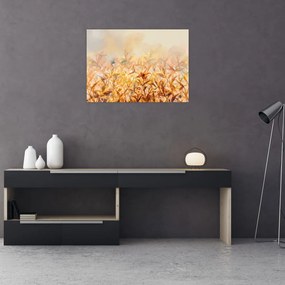 Obraz - Liście w jesiennych kolorach, obraz olejny (70x50 cm)