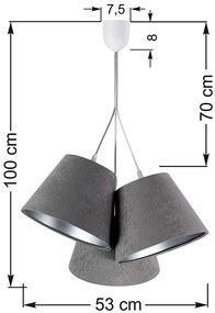 Szaro-srebrna lampa wisząca stożki - EXX68 Ontario 7X