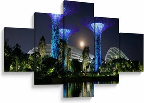 Obraz przedstawiający pełnię księżyca w ogrodach Singapuru (125x70 cm)