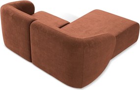 Narożnik z tkaniny szenilowej (lewostronny/z szezlongiem) w kolorze terakoty Lani – Makamii