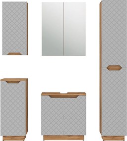 Zestaw mebli łazienkowych dąb/szary ze strukturą płytek 59.8x32x62.1 lotta