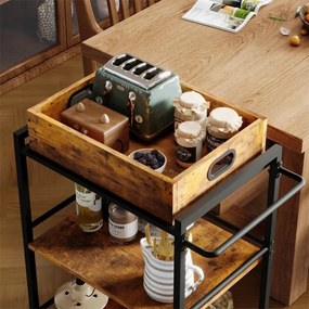 Wózek Kuchenny na Kółkach Brązowy 86 cm – Zdejmowana Taca Vintage Loft