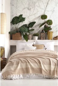 Beżowa bawełniana narzuta na łóżko dwuosobowe 230x200 cm Seritli – Mijolnir