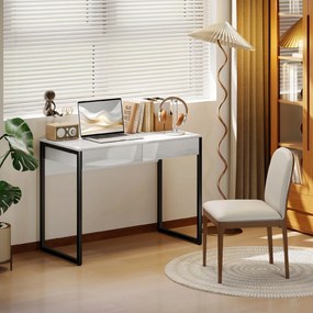 HOMCOM Biurko 100 x 50 cm, stół komputerowy, biurko z 2 szufladami, do małych pomieszczeń, Czarny | Aosom PL