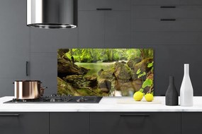 Panel Szklany do Kuchni Skała Nad Cichym Jeziorem