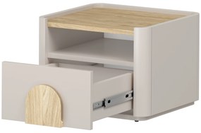 Szafka nocna Amilio z szufladą 50 cm - kaszmir / dąb olejowany / uchwyty dąb jasny