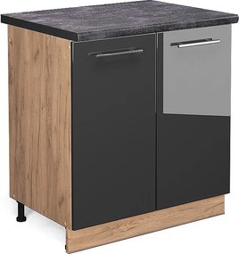 Szafka pod zlew antracyt wysoki połysk 80x60x82 fame-line