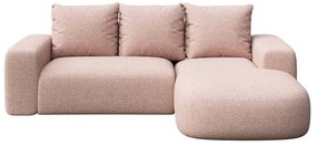 Różowy narożnik z materiału bouclé (prawostronny/z szezlongiem) Monce – Rodier