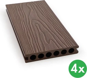 Deski tarasowe WPC, profil komorowy, 140 × 25 × 2850 mm, 4 szt., kawowa