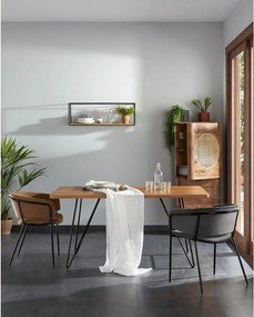 Czarno-naturalna półka z litego drewna jodłowego 90 cm Elisha – Kave Home