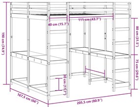 Białe piętrowe łóżko z 2 biurkami na dole 160x200 - Vasmo 4X