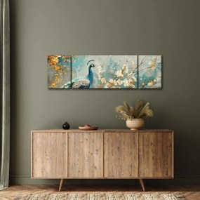 Obraz - Paw ze złotą dekoracją (170x50 cm)