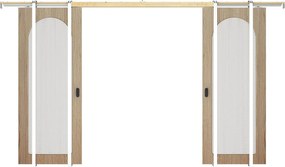 Podwójne drzwi przesuwne chowane w ścianie drewniano-MDF - łuk ze szkła hartowanego karbowanego - 2 x wys.205 x szer.83 cm - ODEZA