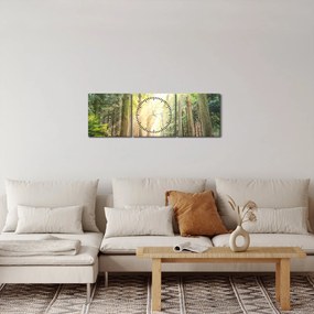 Obraz ścieżki w lesie (z zegarem) (90x30 cm)