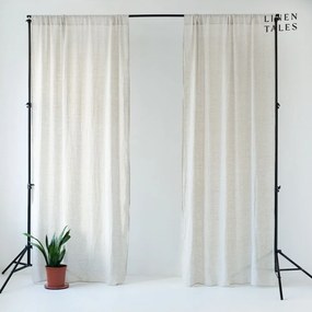 Beżowa lekka lniana zasłona z przeszyciem tunelowym Linen Tales Daytime, 275 x 130 cm