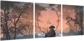 Obraz - Ilustracja przedstawiająca wojownika (z zegarem) (90x30 cm)