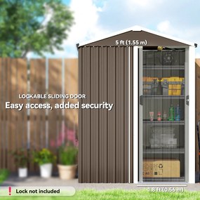 Outsunny Metalowy Składzik Ogrodowy 1,1 m², Schowek z Dwuspadowym Dachem, Przesuwnymi Drzwiami i Rękawicami, 136 x 87 x 179 cm | Aosom PL