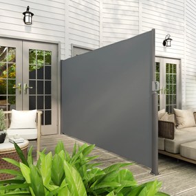 Outsunny Rozsuwana Markiza Boczna na Balkon i Taras 300x180cm Ciemnoszara