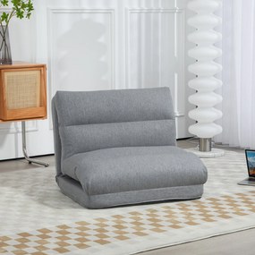 HOMCOM Fotel Podłogowy 3 w 1 Komfortowy 70x72 cm Składany z 6-stopniowym Oparciem Medytacyjny Wyglądem Lnu Wyściełany do Salonu Sypialni Szary | Aosom PL