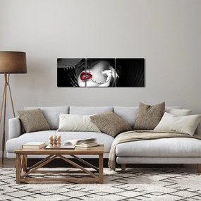 Obraz - Kobieta w kapeluszu (z zegarem) (90x30 cm)
