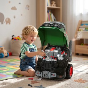 AIYAPLAY Zabawka motoryzacyjna dla dzieci 60-częściowy zestaw do naprawy auta z odłączanymi częściami, światłami, mgłą rozpylaną, dźwiękami, kierownicą | Aosom PL