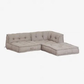 3-częściowa Modułowa Sofa Narożna Z Bawełny Dhel Jasnoszary Taupe - Sklum