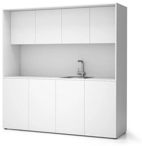 Kuchnia biurowa NIKA ze zlewem i kranem 1963 x 600 x 2000 mm, biały, prawo