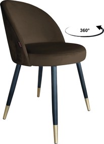 Krzesło TRIX tkanina Welur noga metalowa : Kolor nogi - Czano-złota stożek, Kolor tkaniny - VELVET - MG05, Typ siedziska - Siedzisko obrotowe 360°