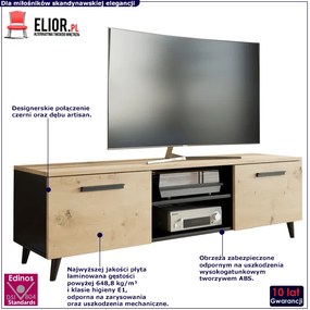Skandynawska szafka RTV na nóżkach do salonu dąb artisan - Nivegi 2S