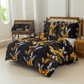 PrzytulneMieszkanie.pl PrzytulneMieszkanie.pl Pościel z mikrofibry GOLD BUTTERFLY czarna Rozmiar pościeli: 70 x 90 cm | 140 x 200 cm