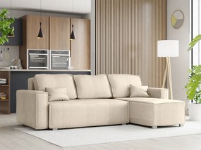 Rozkładana narożna sofa SMART COSARO kremowa, dwustronna + 2 poduszki GRATIS