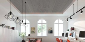 Drewniany panel akustyczny, 2400 x 600 mm, czarny podkład, 5 szt, dąb grafitowy