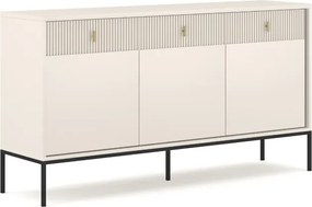 Komoda do Salonu Sypialni MARCOS 154 cm Kaszmir Ryflowana Trzydrzwiowa z Szufladami Nowoczesna